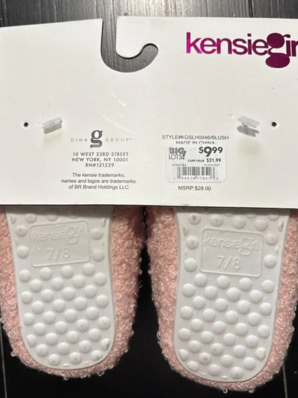 Kenzie Girl Toddler Girls Medium size 7/8 Rainbow Slippers Pink Sherpa Fuzzy New